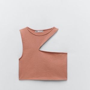 Zara seamless asymmetric cutout crop top